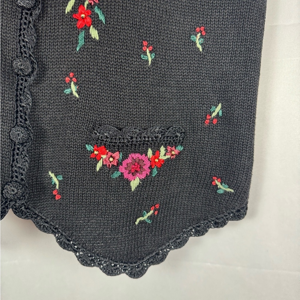 Erika Sweater Vest Embroidered Beaded Cottagecore Prairie Grannycore‎ Floral M - Picture 4 of 9